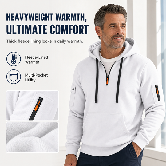 🖤Black Friday Sale:50% OFF🖤Men's Heavyweight Fleece Lined Hooded Sweatshirt Loose Fit Casual Workwear for Autumn and Winter