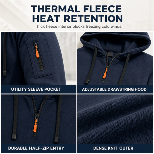 🖤Black Friday Sale:50% OFF🖤Men's Heavyweight Fleece Lined Hooded Sweatshirt Loose Fit Casual Workwear for Autumn and Winter