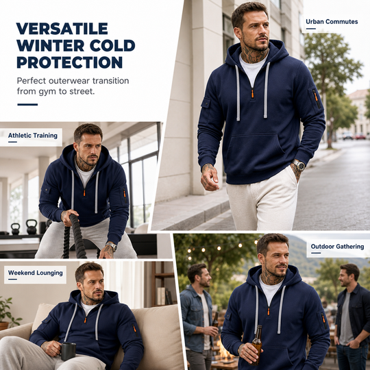 🖤Black Friday Sale:50% OFF🖤Men's Heavyweight Fleece Lined Hooded Sweatshirt Loose Fit Casual Workwear for Autumn and Winter
