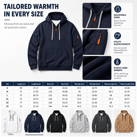 🖤Black Friday Sale:50% OFF🖤Men's Heavyweight Fleece Lined Hooded Sweatshirt Loose Fit Casual Workwear for Autumn and Winter