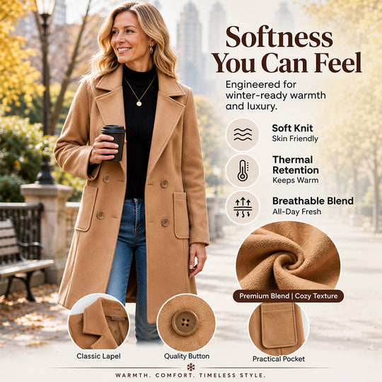💖Black Friday Mega Deal – 50% off!💖Women's Double-Breasted Woolen Coat