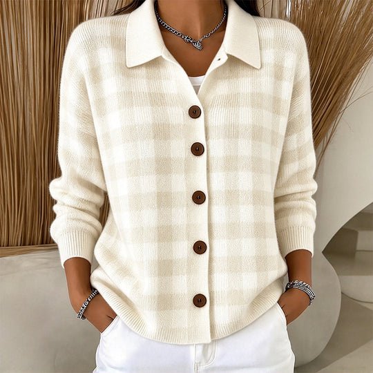Women's Plaid Button-Down Knit Sweater