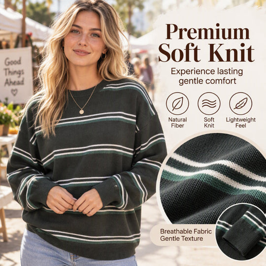 ✨ Simple & Trendy 💕 Women's Casual Crewneck Striped Top – Soft, Breathable & Easy to Match 👕 Short Facebook Headline