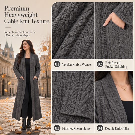 💖Black Friday Mega Deal – 50% off!💖Casual Solid Color Long Knit Cardigan Sweater