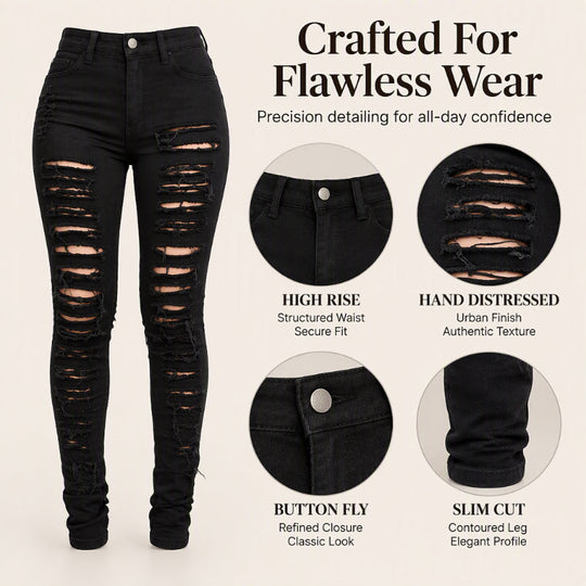 Women's High Stretch Ripped Skinny Jeans