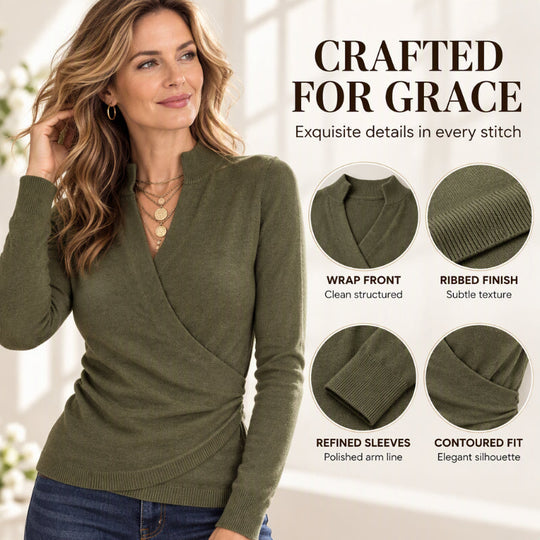 💖Black Friday Mega Deal – 50% off!💖🌸Women's Elegant V-Neck Wrap Knit Top