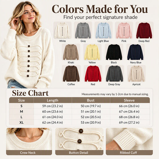 Women's Elegant Crew Neck Braided Sweater
