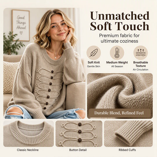 Women's Elegant Crew Neck Braided Sweater