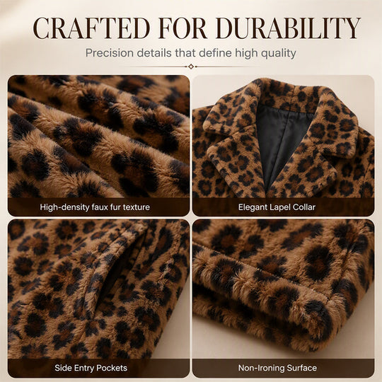 💖Black Friday Mega Deal – 50% off!💖 🐆Women’s Stylish Leopard Print Faux Fur Coat