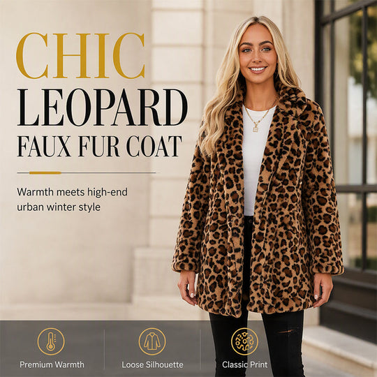 💖Black Friday Mega Deal – 50% off!💖 🐆Women’s Stylish Leopard Print Faux Fur Coat