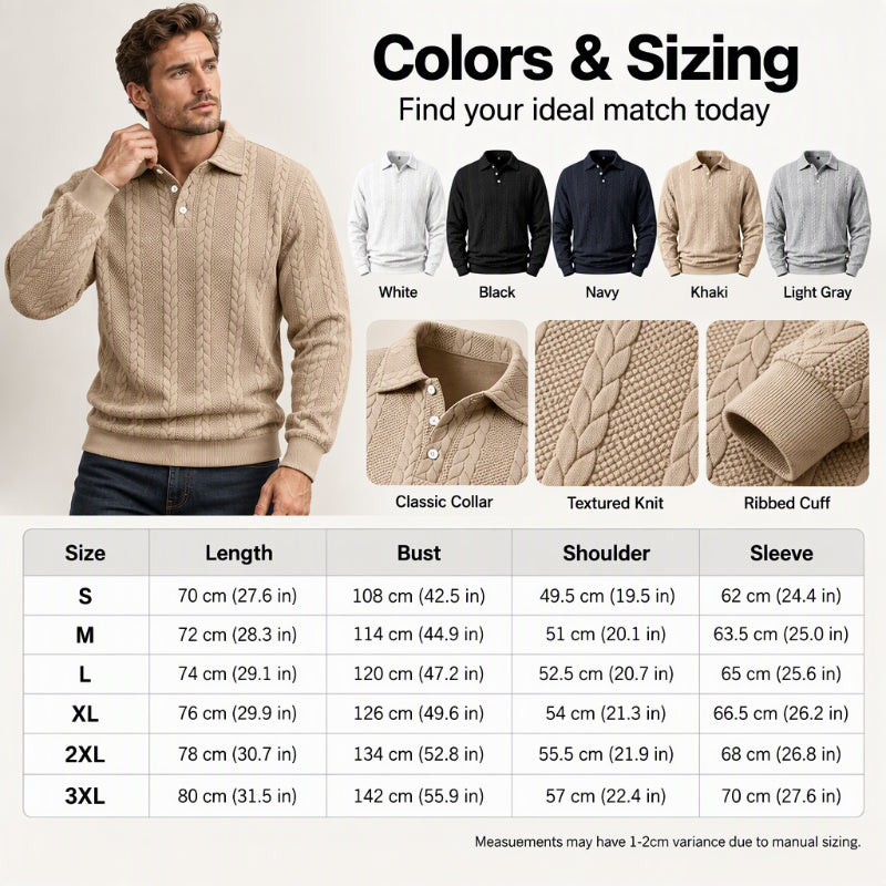 ⏳Limited time offer🔥Men's Casual Jacquard Cable Texture Top