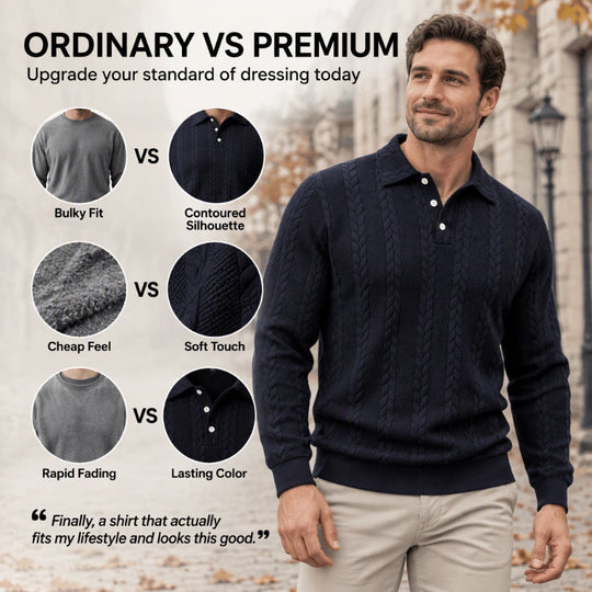 ⏳Limited time offer🔥Men's Casual Jacquard Cable Texture Top