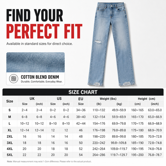 🖤Black Friday Sale🖤Women's High Waisted Ripped Wide Leg Denim Jeans Distressed Straight Pants