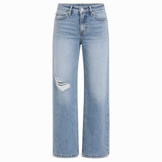 🖤Black Friday Sale🖤Women's High Waisted Ripped Wide Leg Denim Jeans Distressed Straight Pants