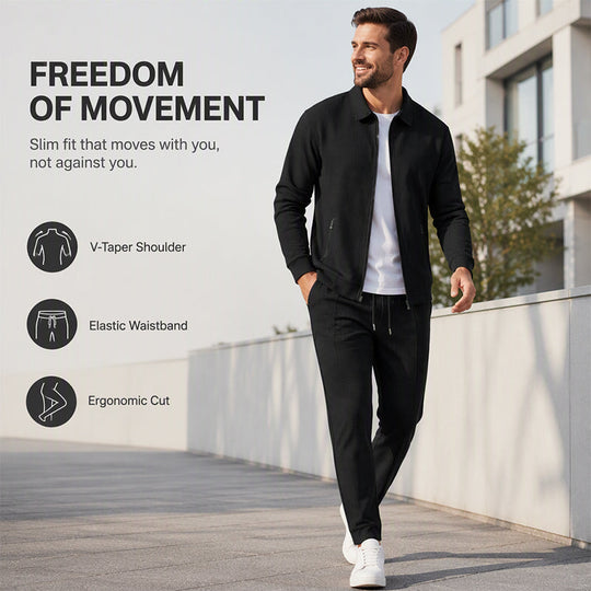 🖤Black Friday Sale:50% OFF🖤Men's Streamlined Waffle Zip Up Jacket Set