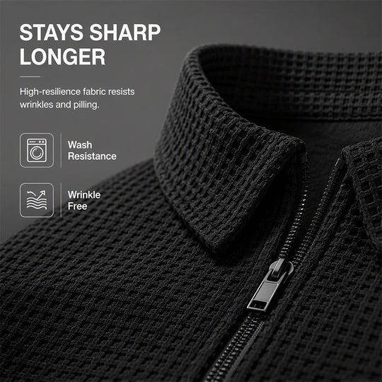 🖤Black Friday Sale:50% OFF🖤Men's Streamlined Waffle Zip Up Jacket Set