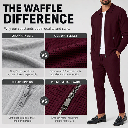 🖤Black Friday Sale:50% OFF🖤Men's Streamlined Waffle Zip Up Jacket Set