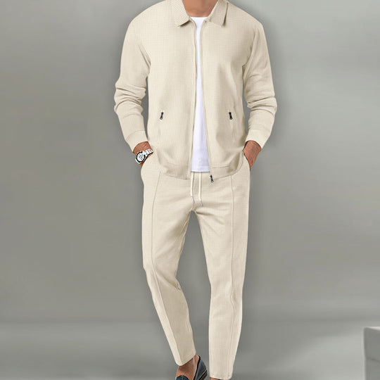🖤Black Friday Sale:50% OFF🖤Men's Streamlined Waffle Zip Up Jacket Set