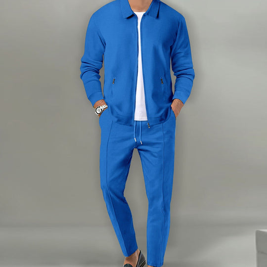🖤Black Friday Sale:50% OFF🖤Men's Streamlined Waffle Zip Up Jacket Set