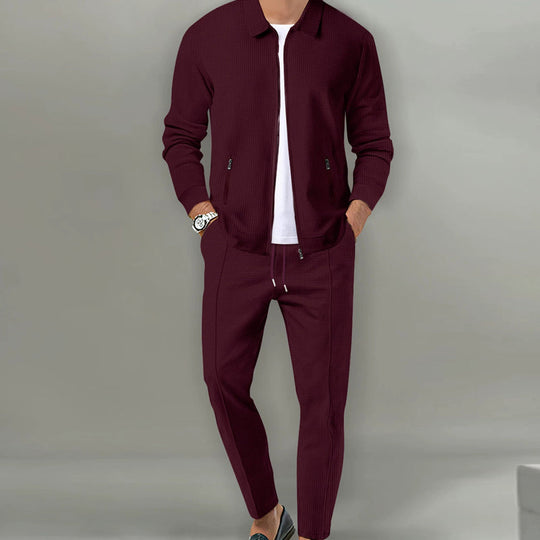 🖤Black Friday Sale:50% OFF🖤Men's Streamlined Waffle Zip Up Jacket Set