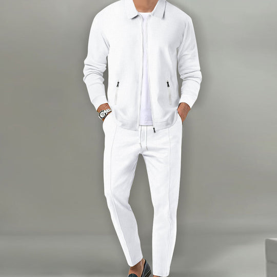 🖤Black Friday Sale:50% OFF🖤Men's Streamlined Waffle Zip Up Jacket Set