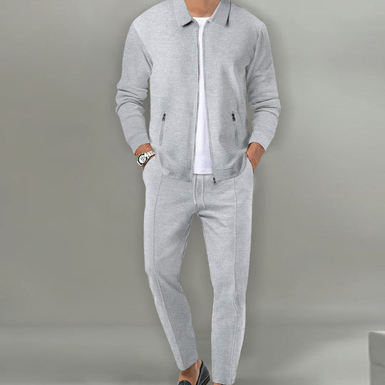 🖤Black Friday Sale:50% OFF🖤Men's Streamlined Waffle Zip Up Jacket Set