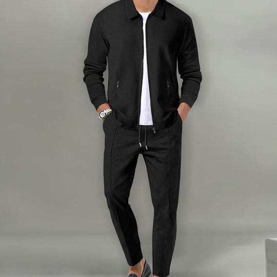 🖤Black Friday Sale:50% OFF🖤Men's Streamlined Waffle Zip Up Jacket Set