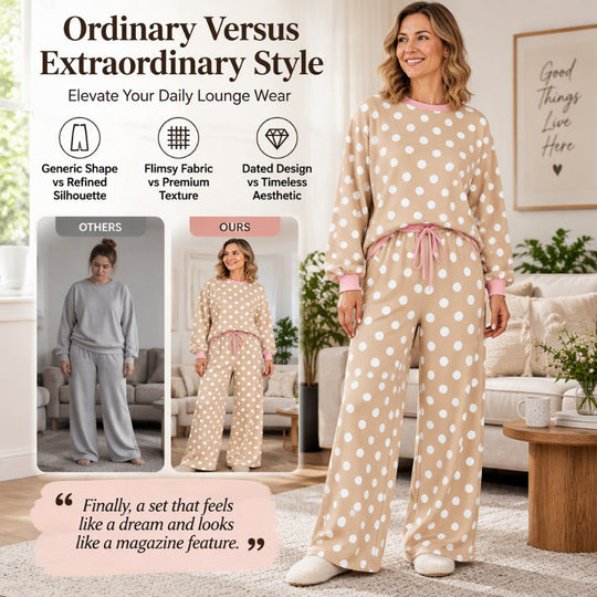 Women's Polka Dot Sweatshirt & Wide-Leg Pants Set