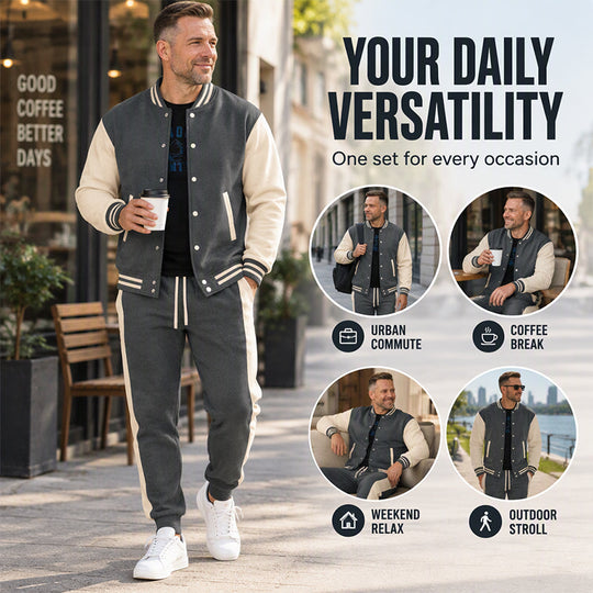 💕Free Shipping✈️Men's Color-Block Baseball Jacket & Pants Set