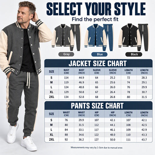 💕Free Shipping✈️Men's Color-Block Baseball Jacket & Pants Set