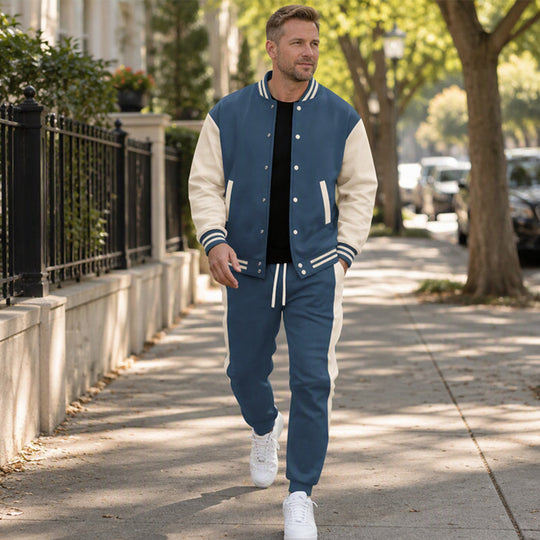 💕Free Shipping✈️Men's Color-Block Baseball Jacket & Pants Set