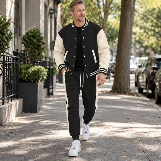 💕Free Shipping✈️Men's Color-Block Baseball Jacket & Pants Set