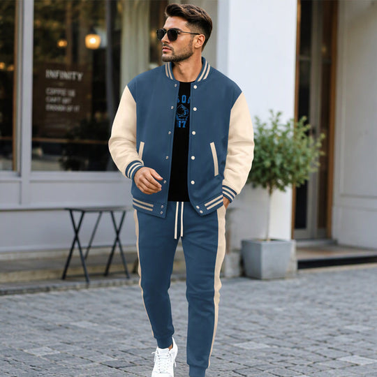 💕Free Shipping✈️Men's Color-Block Baseball Jacket & Pants Set
