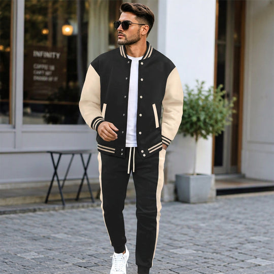 💕Free Shipping✈️Men's Color-Block Baseball Jacket & Pants Set