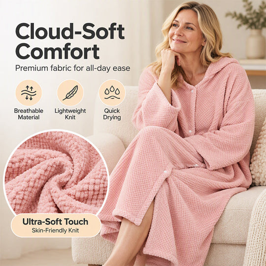 Women's Wearable Hooded Bathrobe Towel