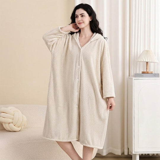Women's Wearable Hooded Bathrobe Towel