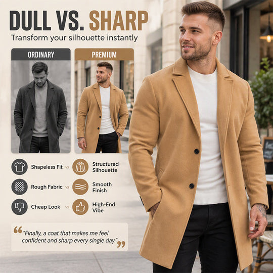 💖Black Friday Mega Deal – 50% off!💖 🍁Men's Classic Single-Breasted Mid-Length Overcoat