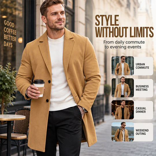 💖Black Friday Mega Deal – 50% off!💖 🍁Men's Classic Single-Breasted Mid-Length Overcoat