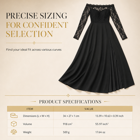 Women's Plus Size Off Shoulder Lace Long Sleeve Maxi Dress
