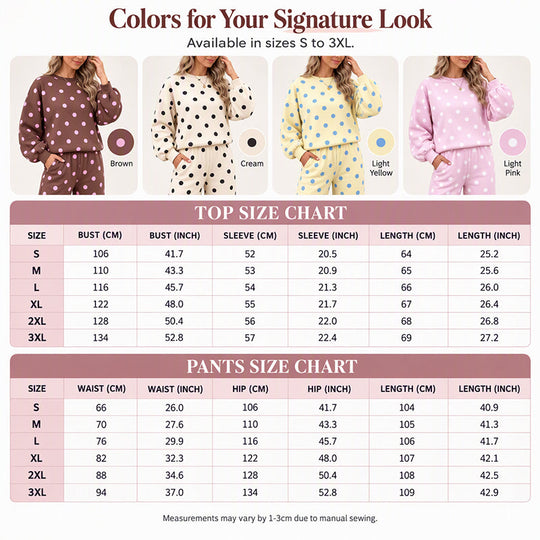 Women's Polka Dot Top & Wide-Leg Pants Set