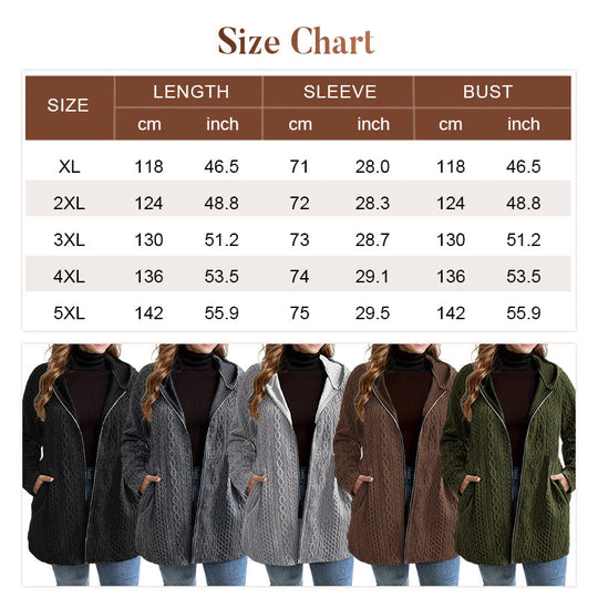 Casual Loose-Fit Cable Knit Hooded Jacket