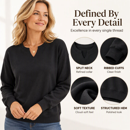 💖Black Friday Mega Deal – 50% off!💖 Women's Casual Split V-Neck Sweatshirt
