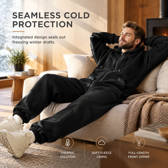 Men's Winter Tracksuit Set with Full-Zip Hoodie and Jogger Pants