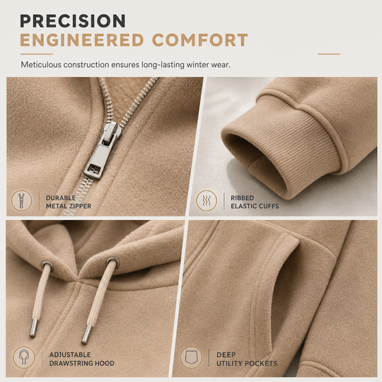 Men's Winter Tracksuit Set with Full-Zip Hoodie and Jogger Pants