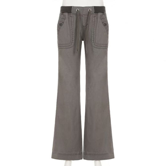 💖Black Friday Mega Deal – 50% off!💖 🤠Low-Waist Flare Pants with Drawstring