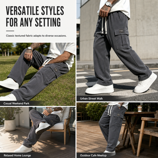 🍂Men's Relaxed Fit Corduroy Cargo Pants, Multi-Pocket Casual Trousers, Vintage Loose Outdoor Corduroy Bottoms