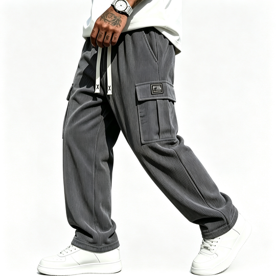 🍂Men's Relaxed Fit Corduroy Cargo Pants, Multi-Pocket Casual Trousers, Vintage Loose Outdoor Corduroy Bottoms