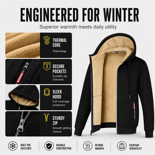❄️❄️50% OFF!!! 🎉✨ Men's Warm Hooded Jacket – Soft Lining, Comfy Fit & Timeless Design – Ideal for Winter, Travel & Cold Days