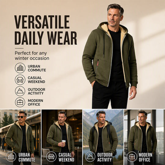 ❄️❄️50% OFF!!! 🎉✨ Men's Warm Hooded Jacket – Soft Lining, Comfy Fit & Timeless Design – Ideal for Winter, Travel & Cold Days