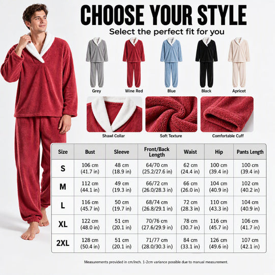 Men's Cozy Thermal Fluffy Pajama Set
